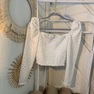 TOPSHOP Eyelet Embroidered Long sleeves top